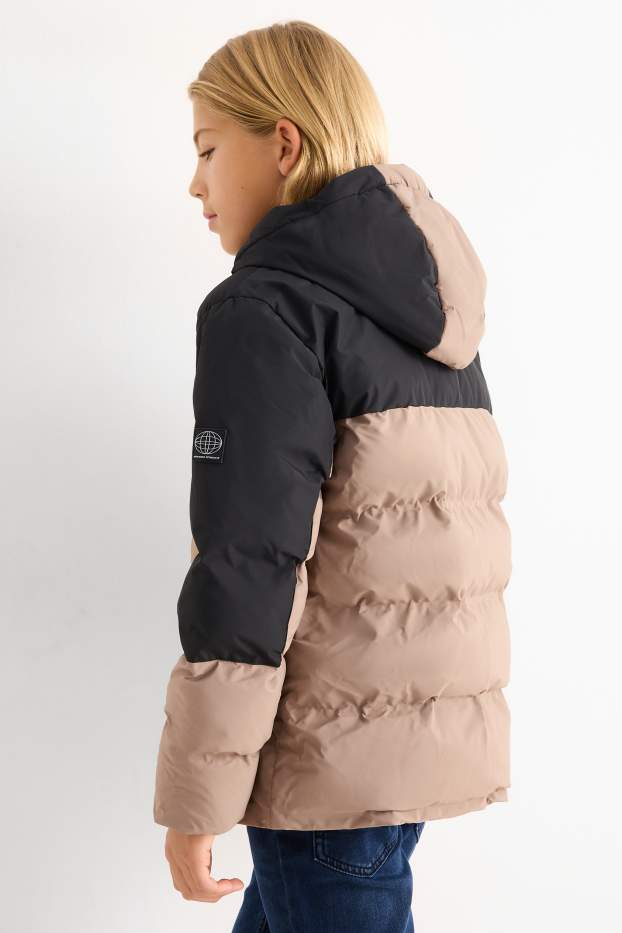 Enfants garçons - Doudoune à capuche - finition déperlante - marron