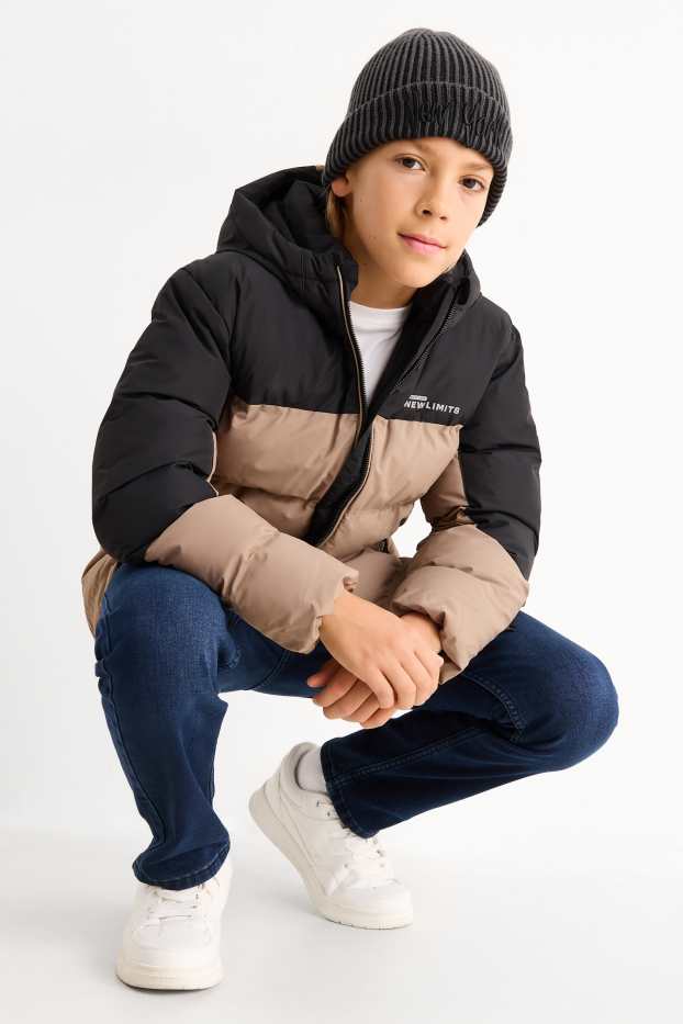 Enfants garçons - Doudoune à capuche - finition déperlante - marron