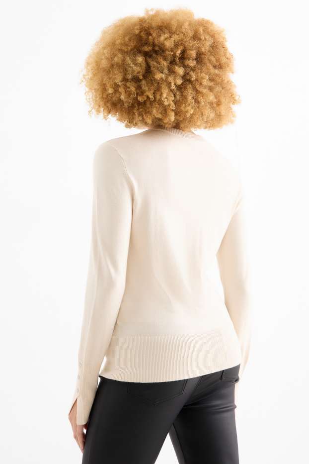 Donna - Maglione in filato lavorato a maglia fine - crema