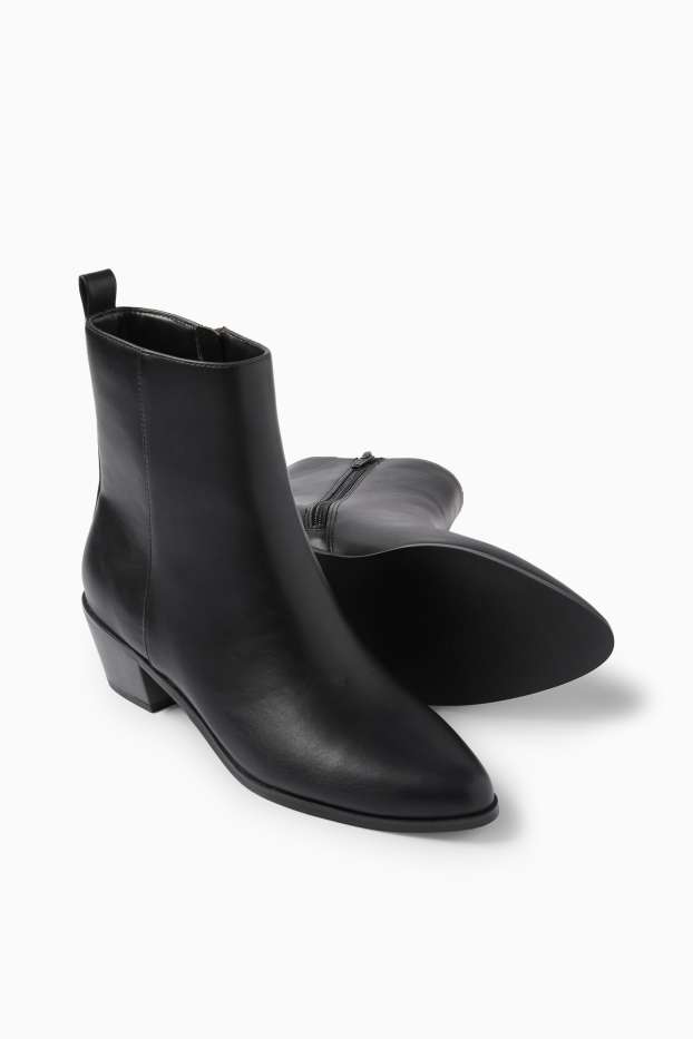 Women - Ankle boots - faux leather - black