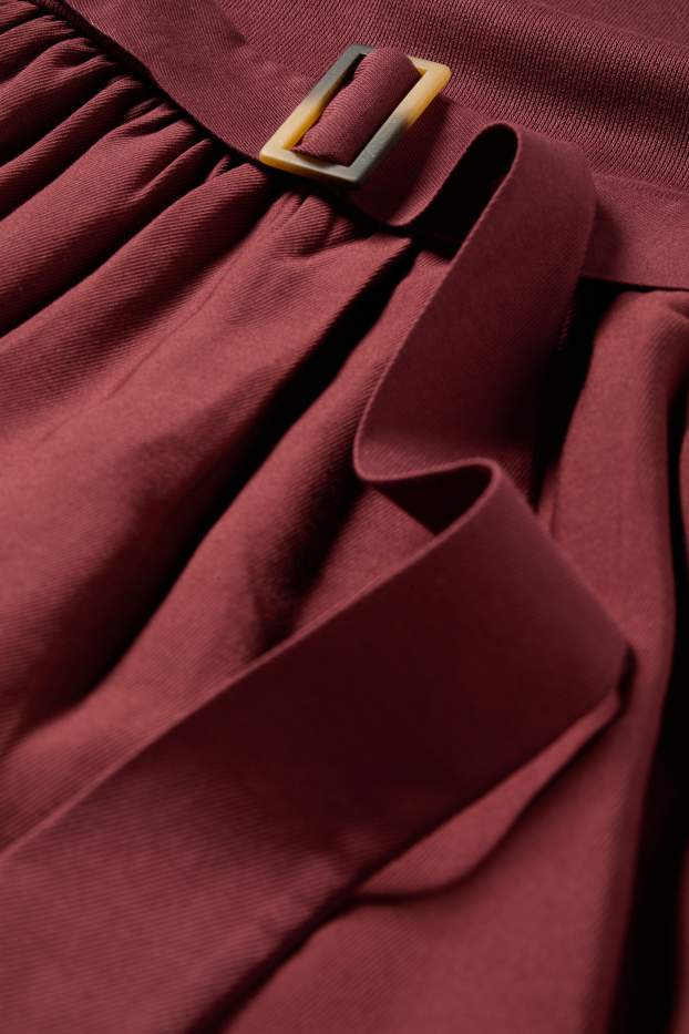 Femmes - Robe Fit & Flare avec ceinture - bordeaux