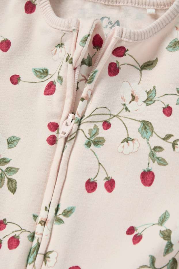 Baby Mädchen - Erdbeere - Baby-Schlafanzug - rosa