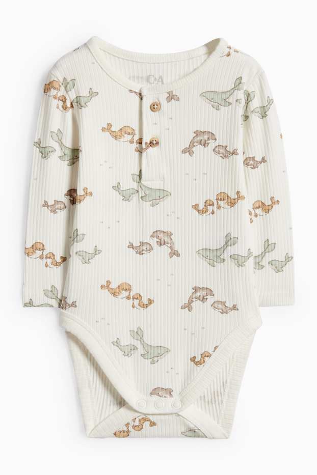 Unisex - Meerestiere - Baby-Body - gerippt - cremeweiß