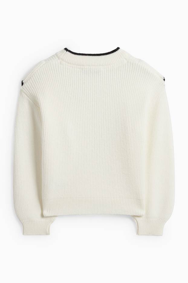 Děti - dívky - Svetr - žebrovaný - krémově bílá