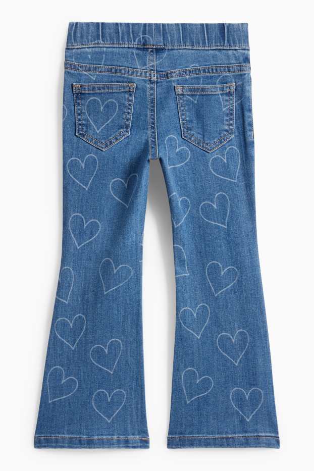 Děti - dívky - Srdíčka - flared jeans - džíny - modré
