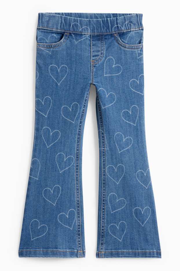 Děti - dívky - Srdíčka - flared jeans - džíny - modré