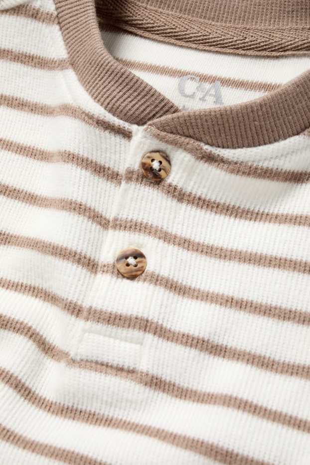 Baby Buben - Baby-Langarmshirt - gestreift - strukturiert - cremeweiß