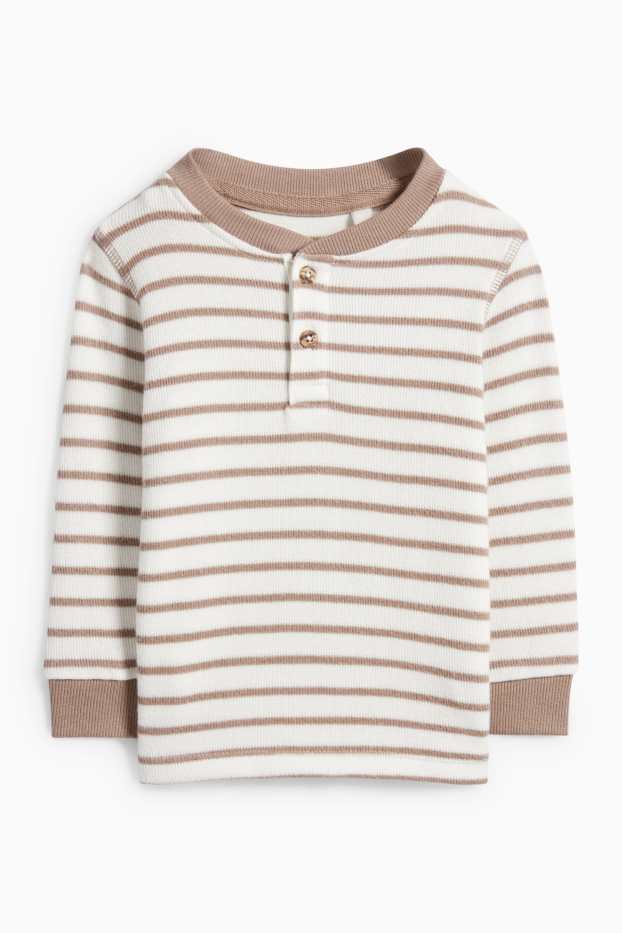 Baby Buben - Baby-Langarmshirt - gestreift - strukturiert - cremeweiß