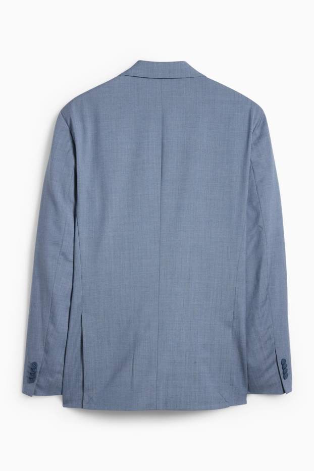 Pánské - Oblekové vlněné sako - regular fit - modrá