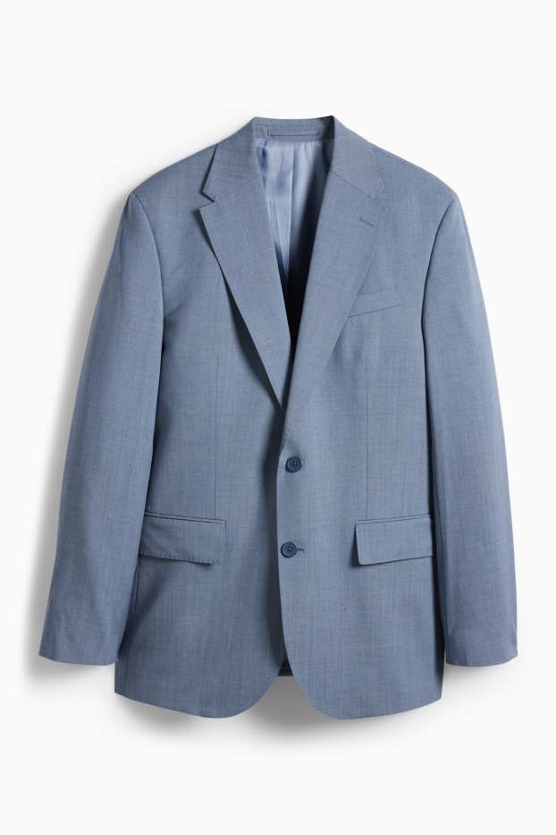 Pánské - Oblekové vlněné sako - regular fit - modrá