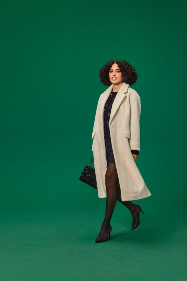 Women - Long sleeve sequin top - regular fit - black