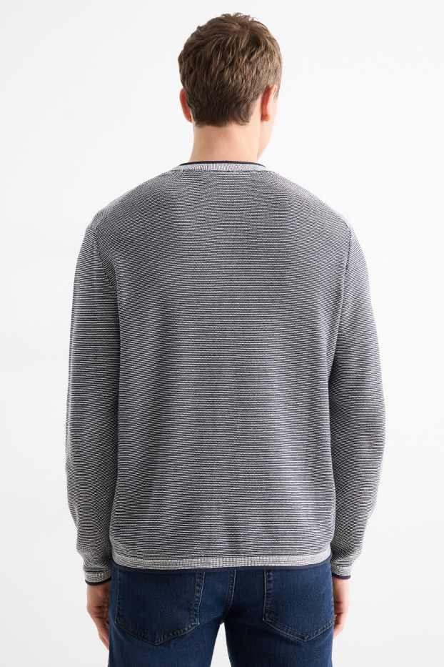 Herren - Pullover - dunkelblau / weiß