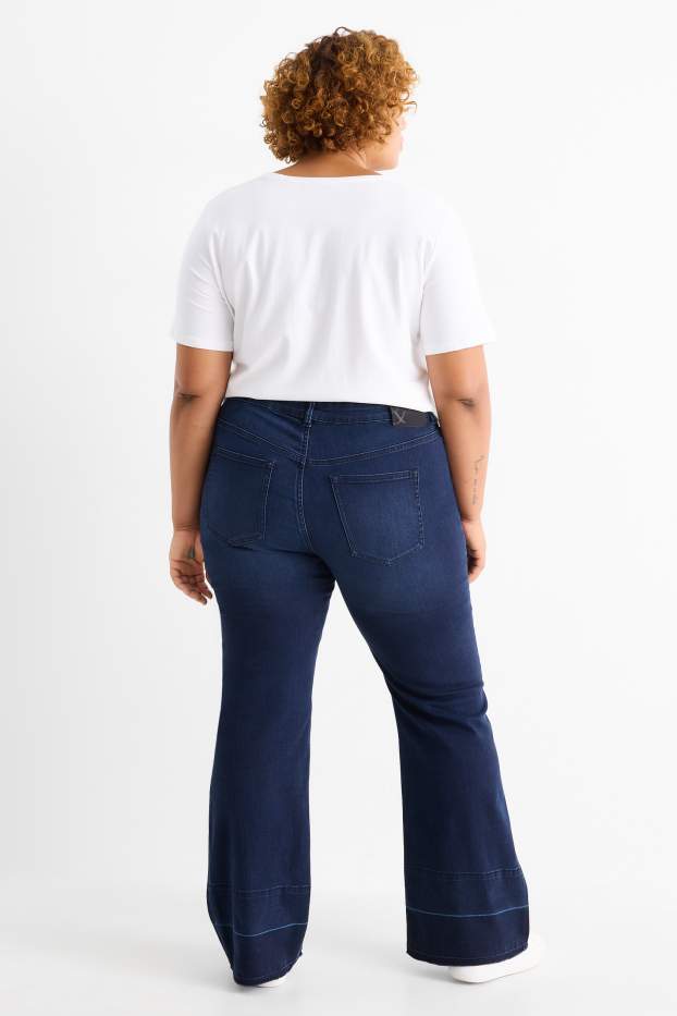 Damen - Flared Jeans - Mid Waist - dunkeljeansblau