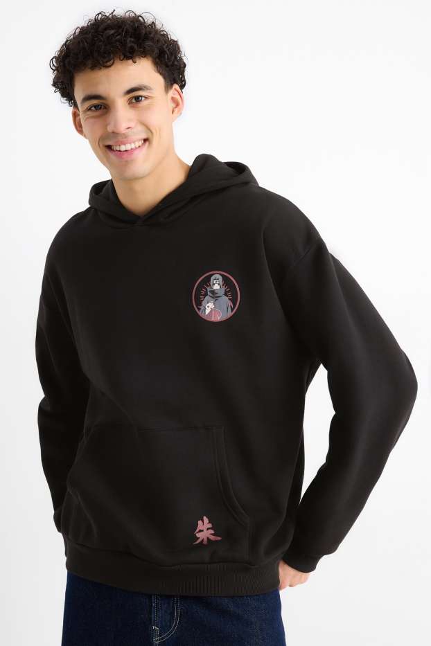 Hommes - Sweat à capuche Oversize - Naruto - noir