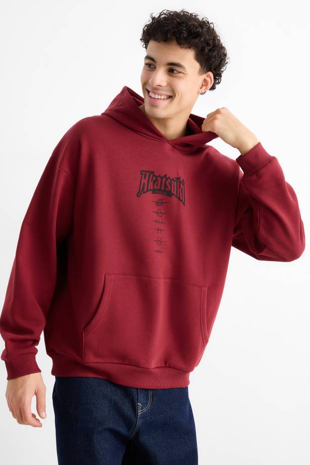 Bărbați - Hanorac supradimensionat - Naruto - roșu închis / negru