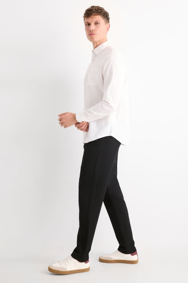 Pánské - Kalhoty chino - tapered fit - strukturované - černá