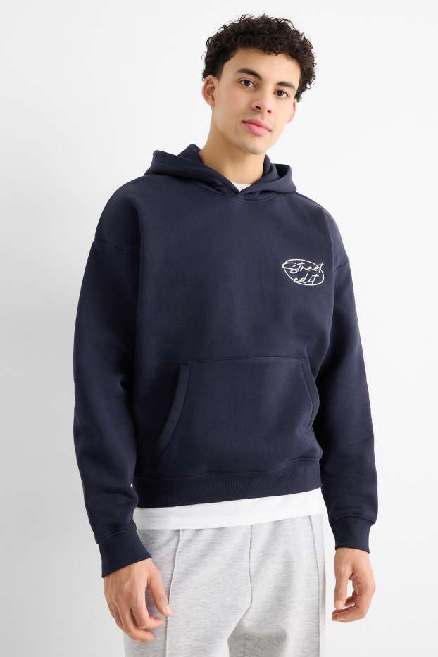 Pánské - Oversized mikina s kapucí - tmavomodrá