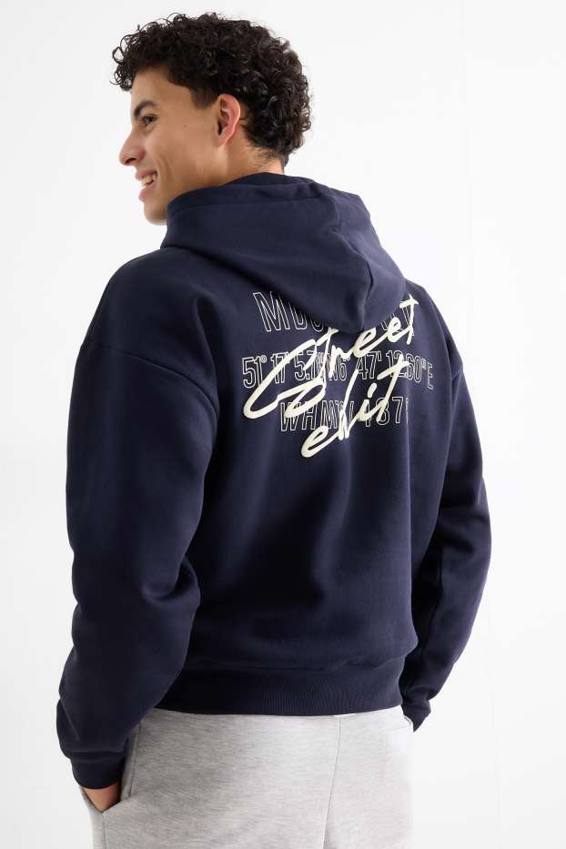 Pánské - Oversized mikina s kapucí - tmavomodrá