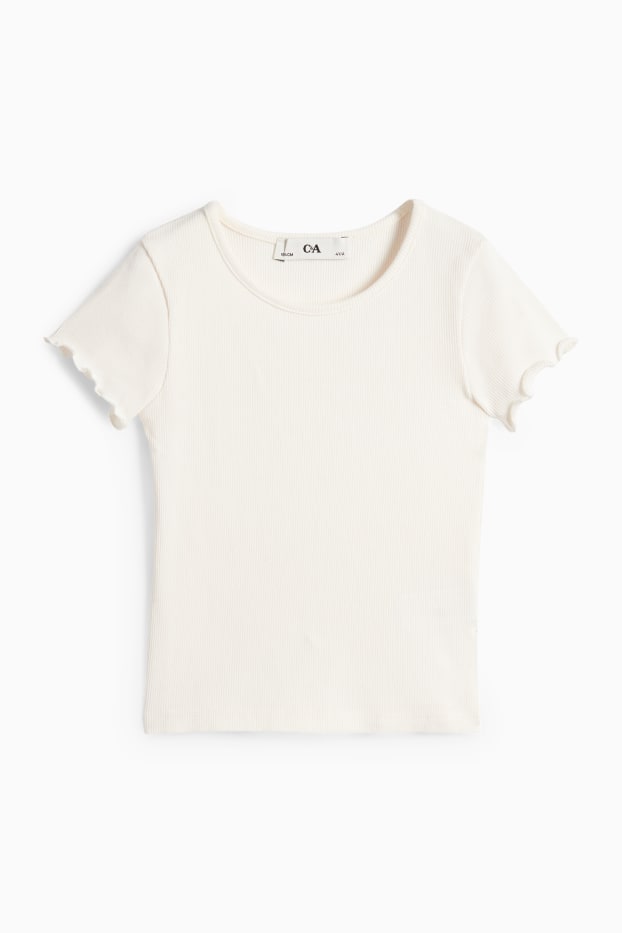 Enfants filles - Cœur - ensemble - T-shirt et robe à plastron en jean - 2 pièces - rose