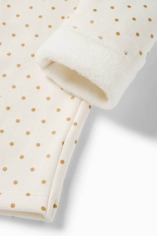 Bébés filles - Leggings chauds pour bébé - doublure en peluche - à pois - blanc crème