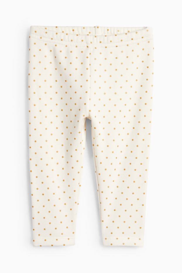 Bébés filles - Leggings chauds pour bébé - doublure en peluche - à pois - blanc crème