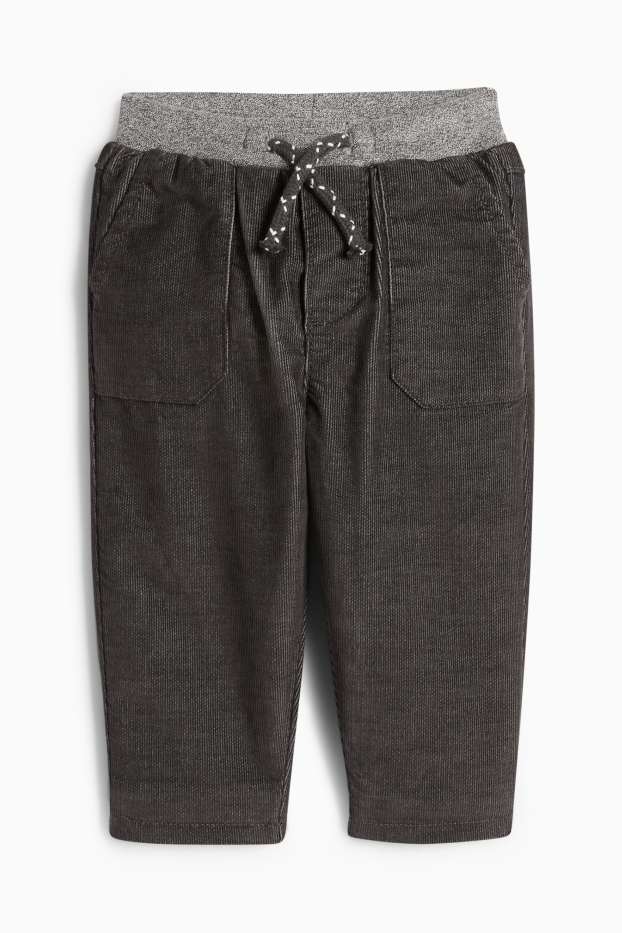 Miminka - chlapci - Termo manšestrové kalhoty pro miminka - tmavošedá