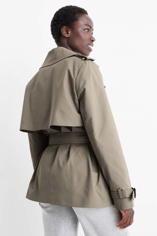 Damen - Kurzer Trenchcoat - beige