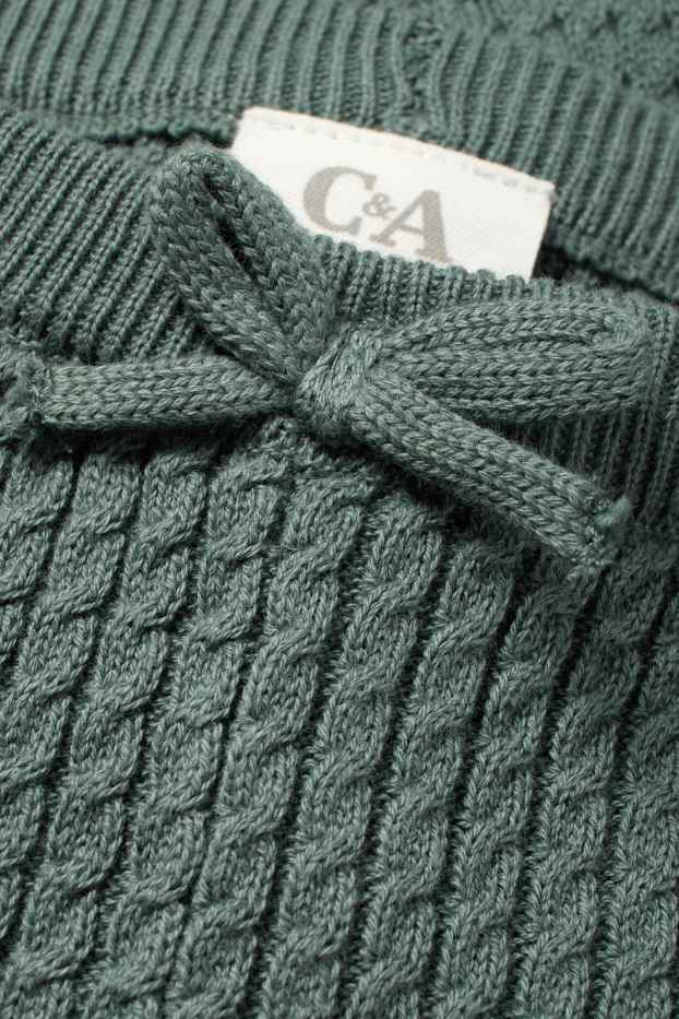 Miminka - dívky - Pletené legíny pro miminka - s copánkovým vzorem - zelená