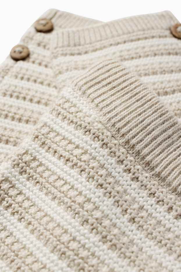 Unisex - Knitted baby leggings - striped - textured - light beige