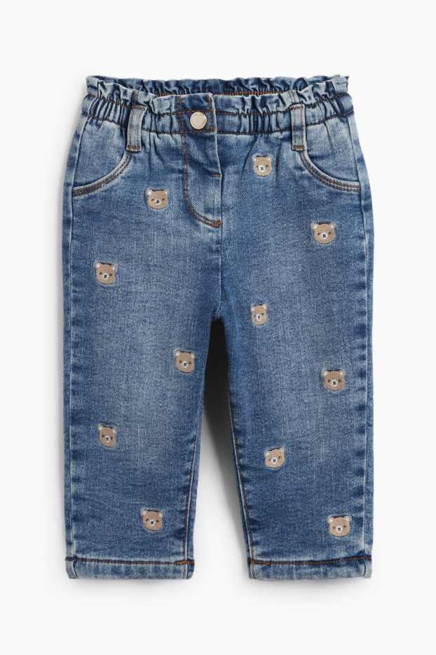 Baby Mädchen - Bärchen - Baby-Jeans - Thermojeans - jeansblau