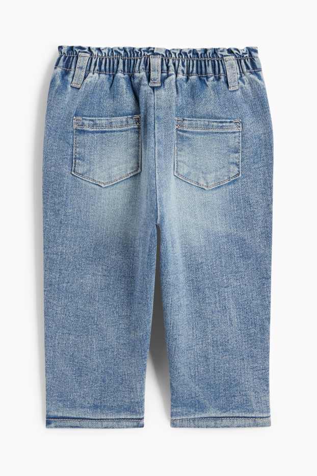 Baby Girls - Floral - baby jeans - thermal jeans - denim-light blue