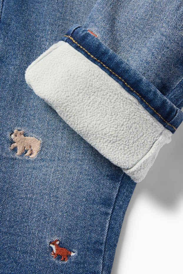 Baby Jungen - Wildtiere - Regular Jeans - Thermojeans - jeansblau