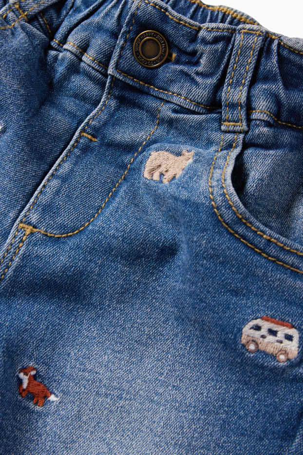Baby Jungen - Wildtiere - Regular Jeans - Thermojeans - jeansblau