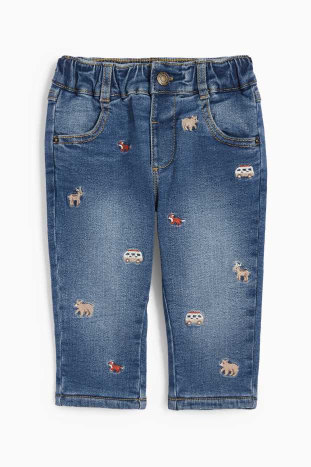 Baby Jungen - Wildtiere - Regular Jeans - Thermojeans - jeansblau