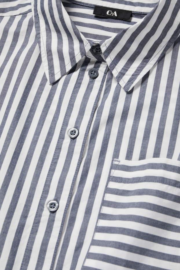 Damen - Bluse - gestreift - blau / weiß