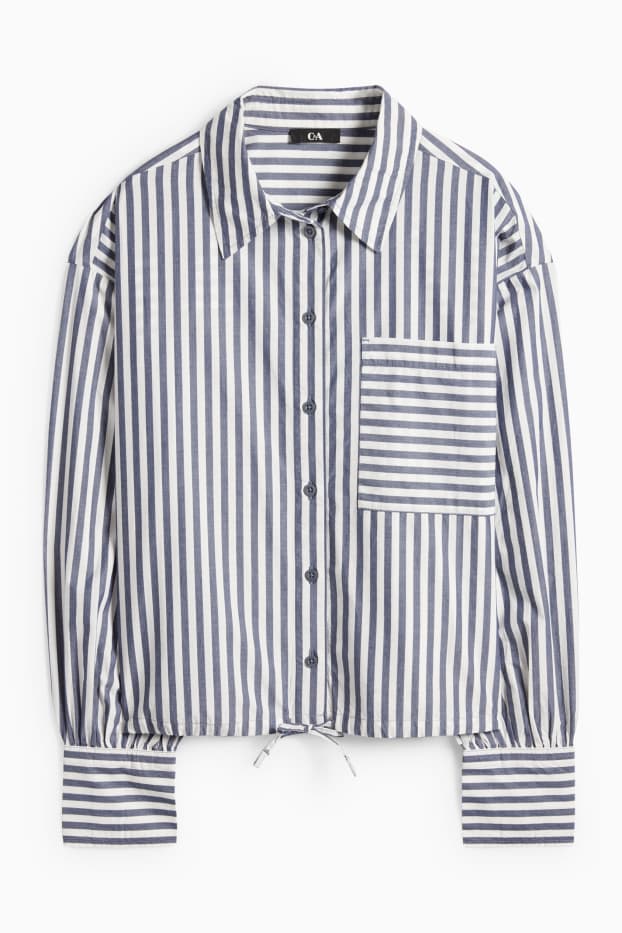 Damen - Bluse - gestreift - blau / weiß