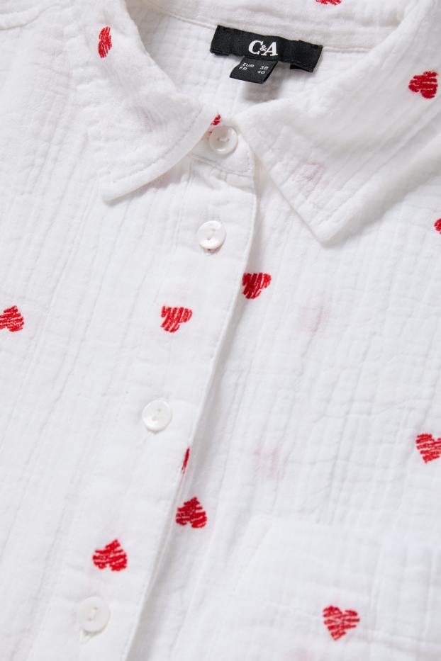 Dámské - Mušelínová halenka - se vzorem - bílá