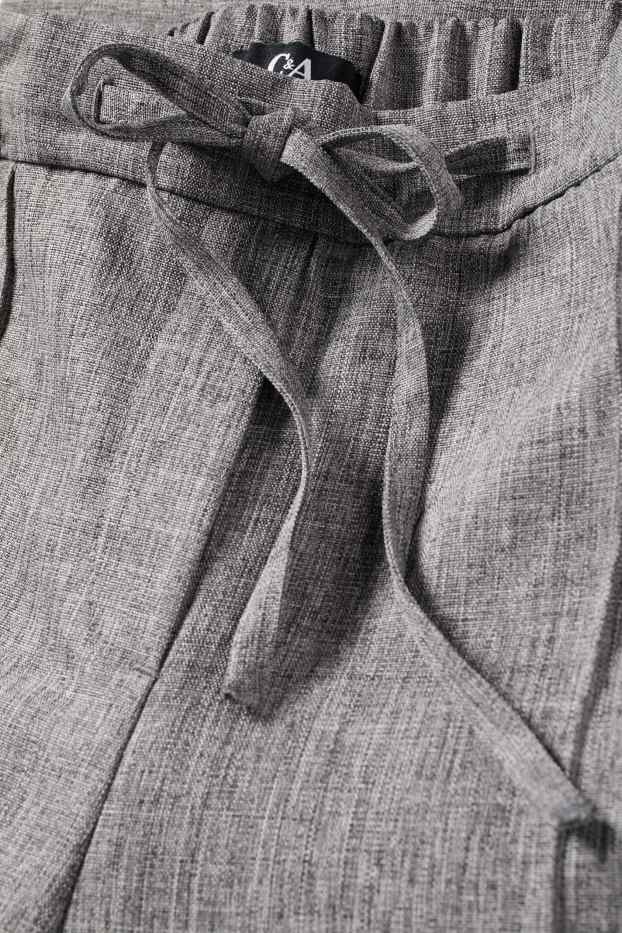 Dámské - Business kalhoty - mid waist - straight fit - šedá-žíhaná