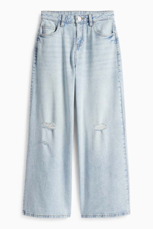 Děti - dívky - Wide leg jeans - džíny - světle modré