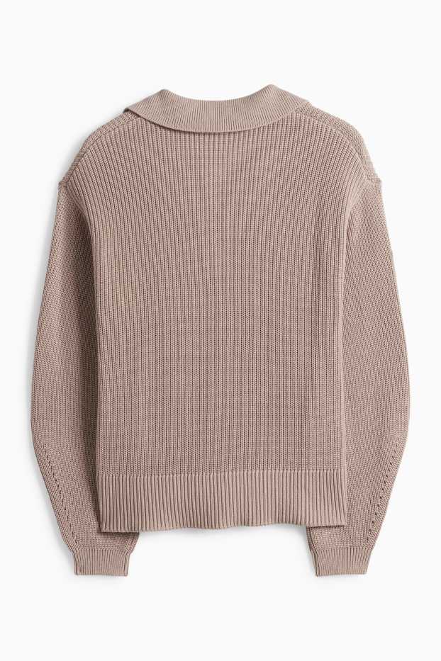 Dámské - Svetr - žebrovaný - taupe