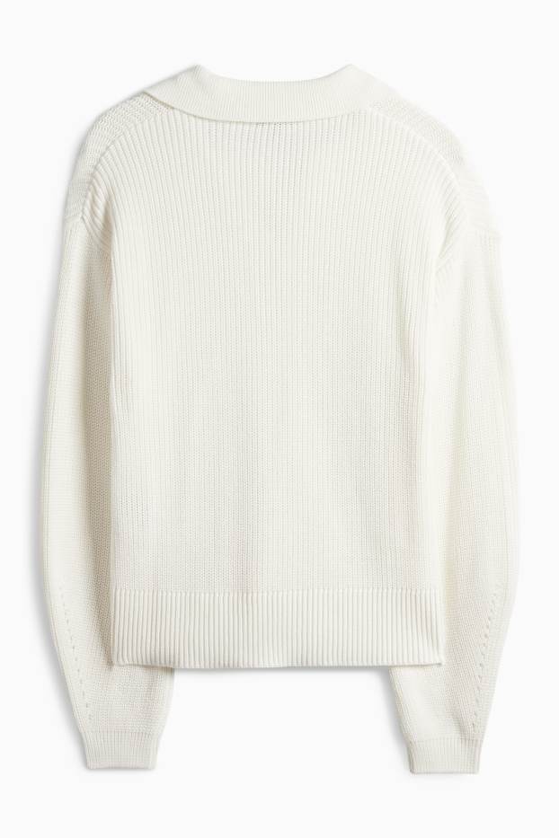 Dámské - Svetr - žebrovaný - bílá