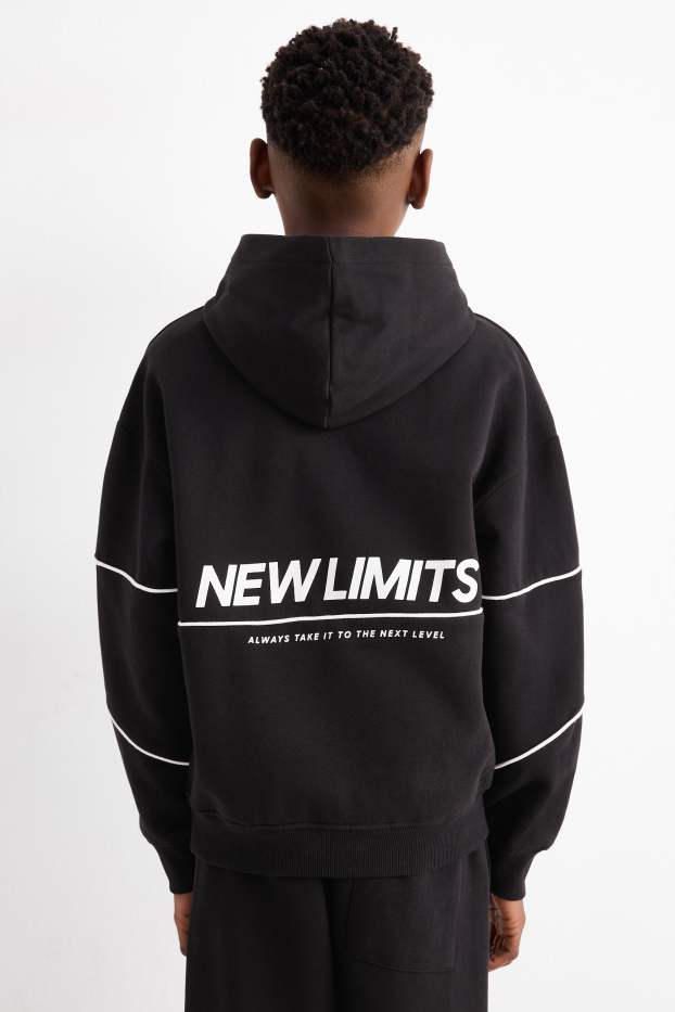 Děti - chlapci - Mikina s kapucí - černá