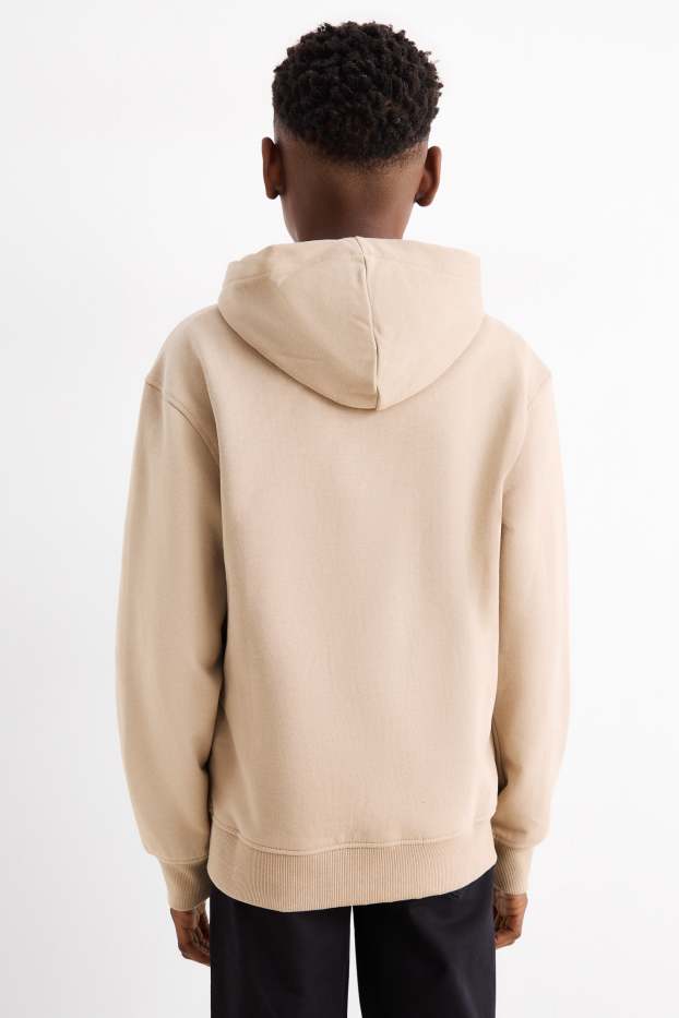 Kinderen: jongens - Haasje - hoodie - glanseffect - beige
