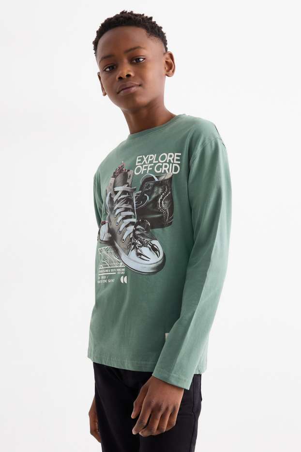 Kinderen: jongens - Set van 2 - sneaker en skaten - longsleeve - groen