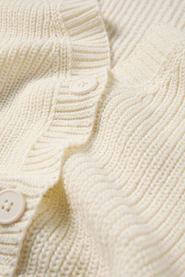 Femei - Cardigan tricotat - reiat - alb-crem