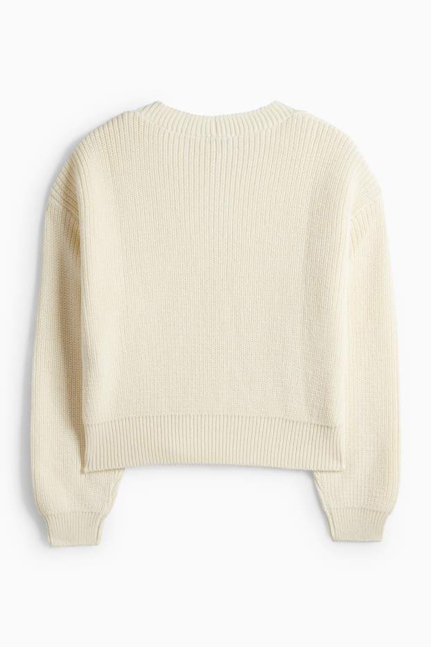 Femei - Cardigan tricotat - reiat - alb-crem