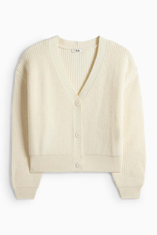 Femei - Cardigan tricotat - reiat - alb-crem