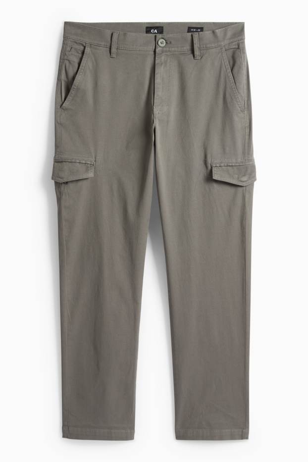 Bărbați - Pantaloni cargo - tapered fit - structurați - gri închis