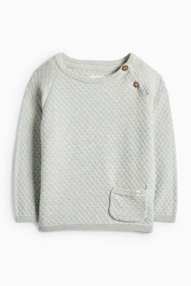 Unisex - Robbe - Baby-Pullover - strukturiert - mintgrün