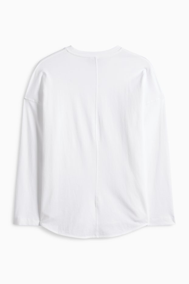 Femei - Tricou cu mânecă lungă basic - relaxed fit - alb